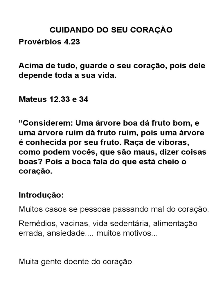 Cuidando Do Seu Coração Pdf Amor Deus