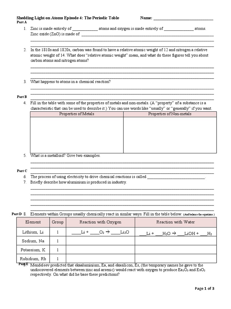 Understanding the Periodic Table Basics | PDF | Periodic Table ...