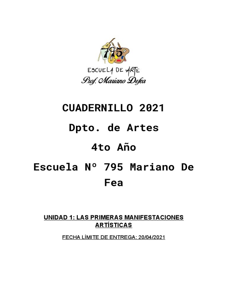 Cuadernillo 4to año- 2021 - UNIDAD 1 | PDF | Pinturas | Composición ...