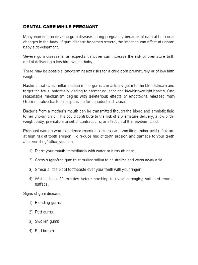 DENTAL CARE WHILE PREGNANT AND BABY'S TOOTH | PDF | Oral Hygiene ...
