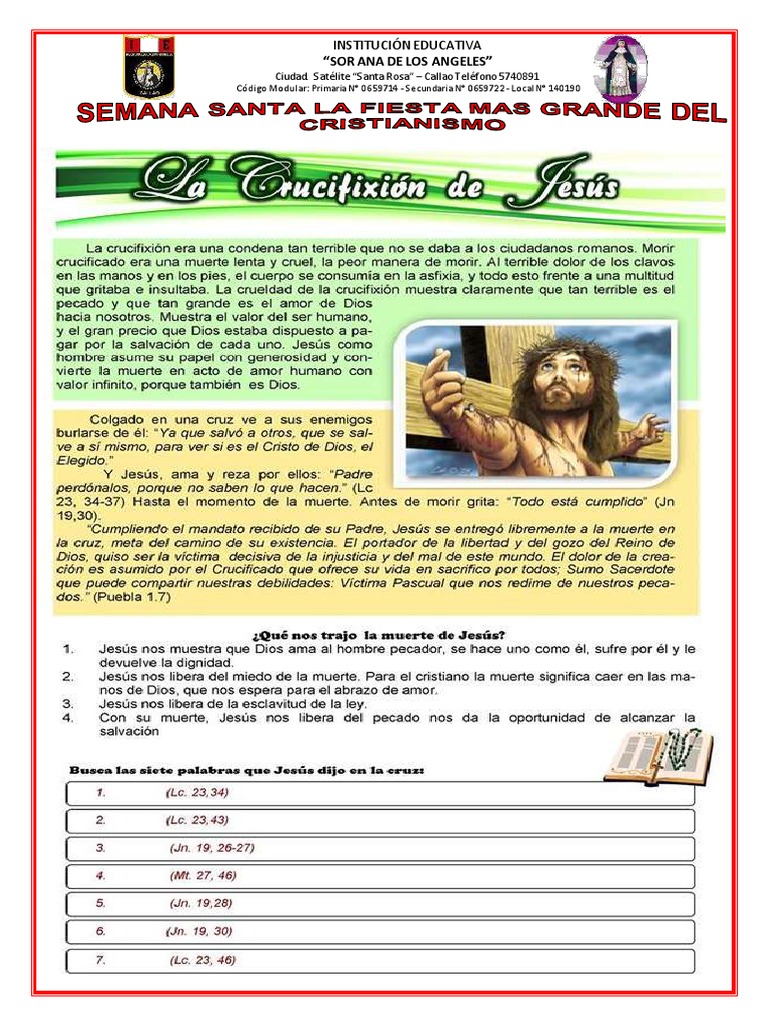 Ficha 06 Semana Santa 5to Año | PDF | Pascua de Resurrección | Año litúrgico, image size:768x1024