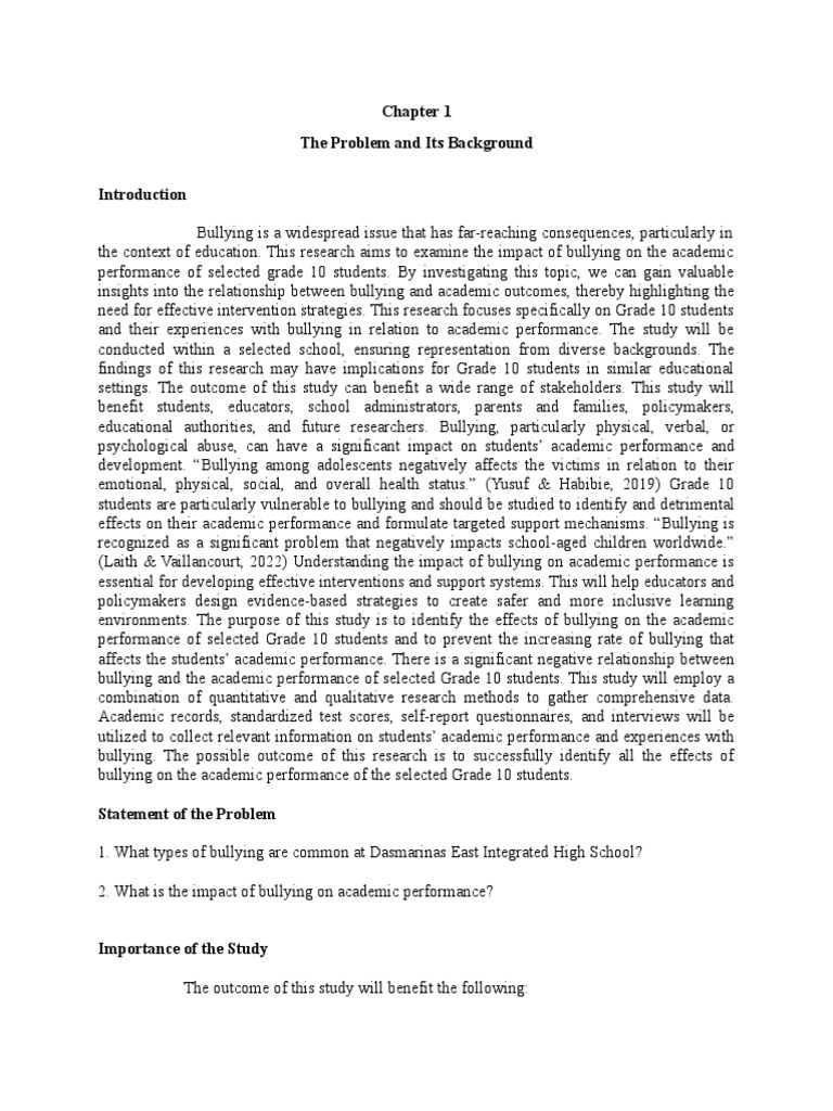 Research Introduction 1 Example | PDF | Bullying | Psychological Abuse