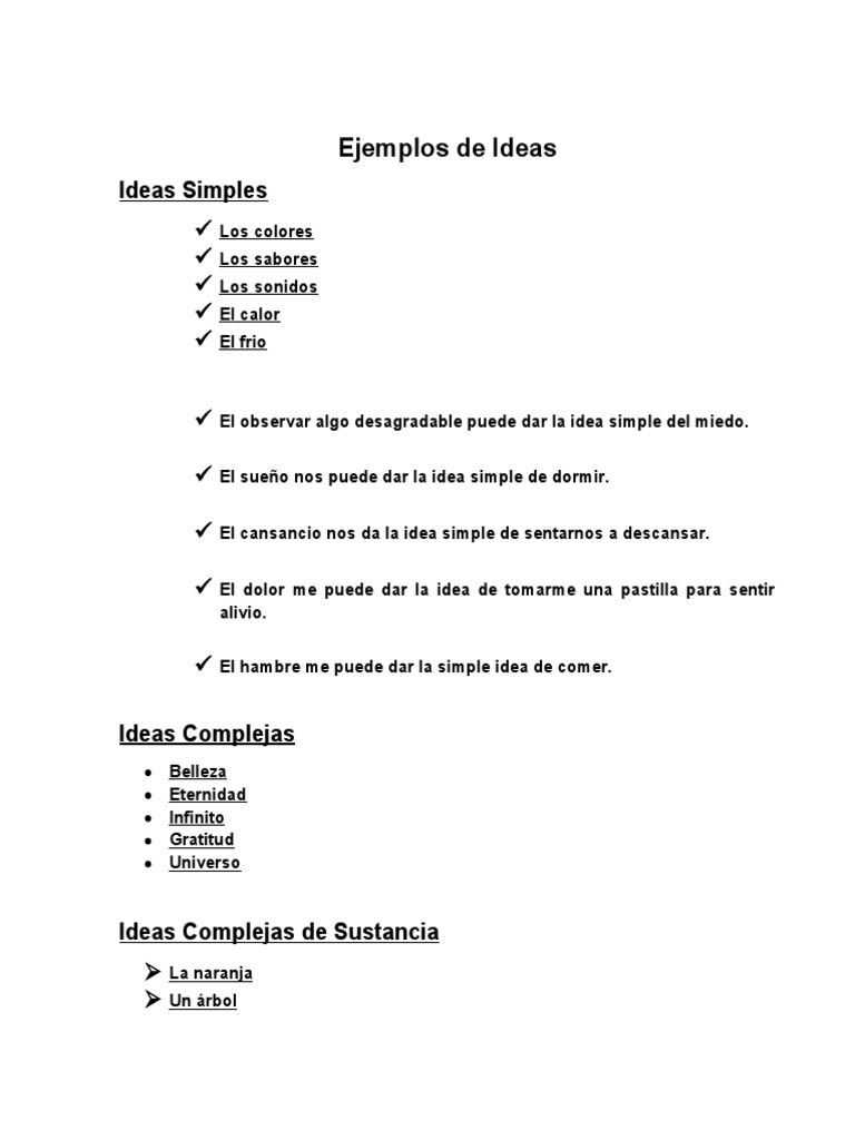 Ejemplos de Ideas Simples y Complejas | PDF