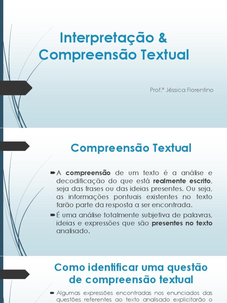 Compreensão e Interpretação Textual | PDF | Interpretação linguística ...