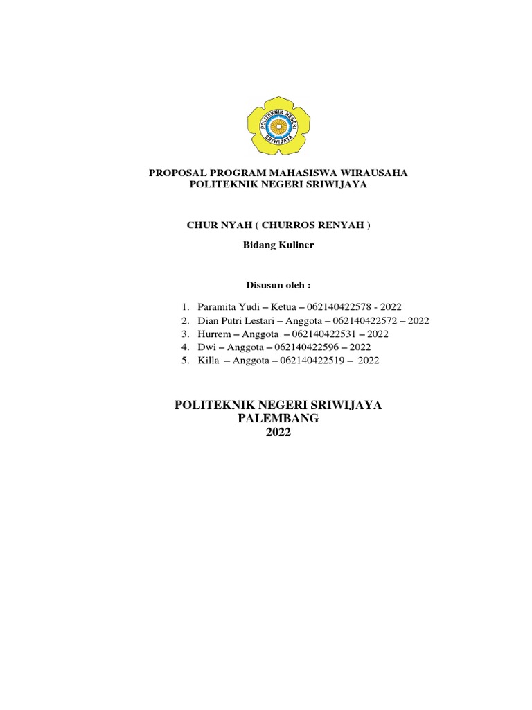 Proposal Usaha Churros Renyah 2023 | PDF | Karier & Perkembangan | Bisnis
