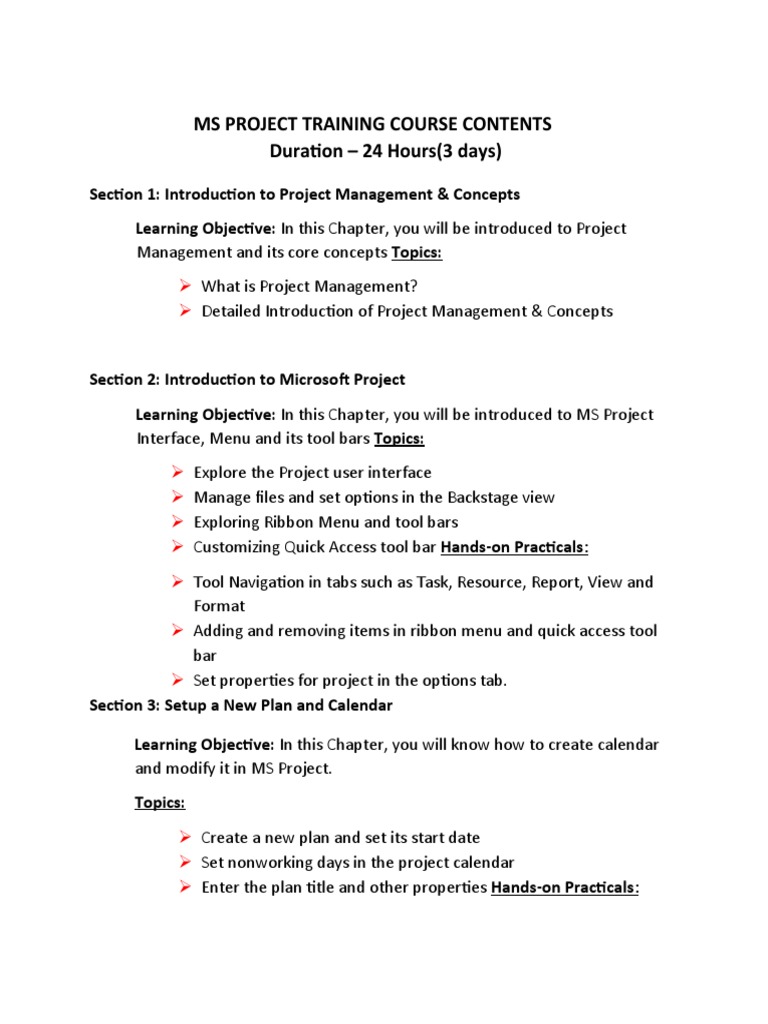 MS Project Training for Managers | PDF | Computers