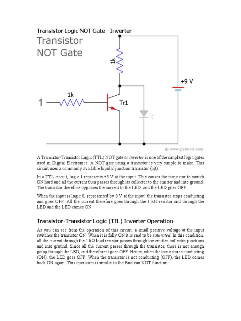 Transistor Logic NOT Gate - Inverter | PDF