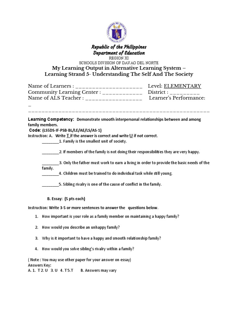 7.My-Learners - Output in ALS-LS 5 | PDF