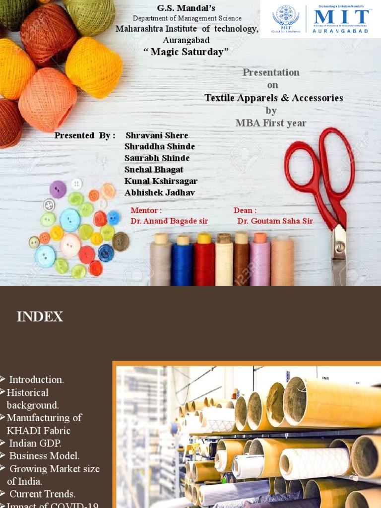 Presentation On Textile Apparel & Accessories PDF Textiles