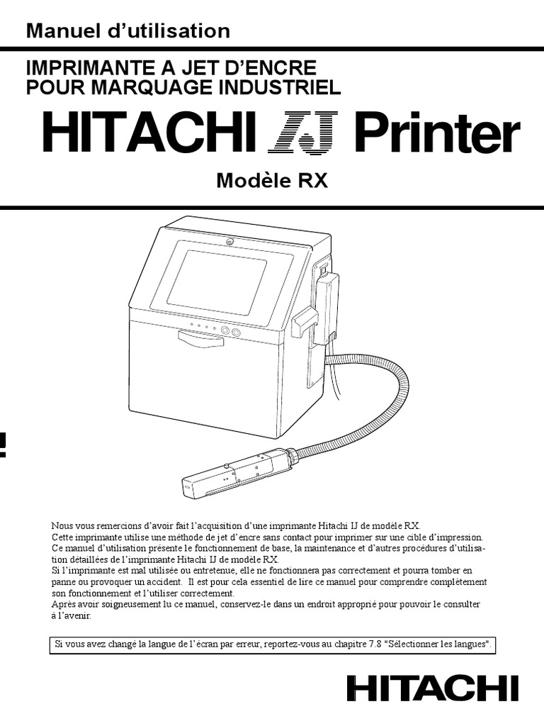 Manuel Utilisateur Hitachi RX-S | PDF | Imprimante (Informatique) | Encre