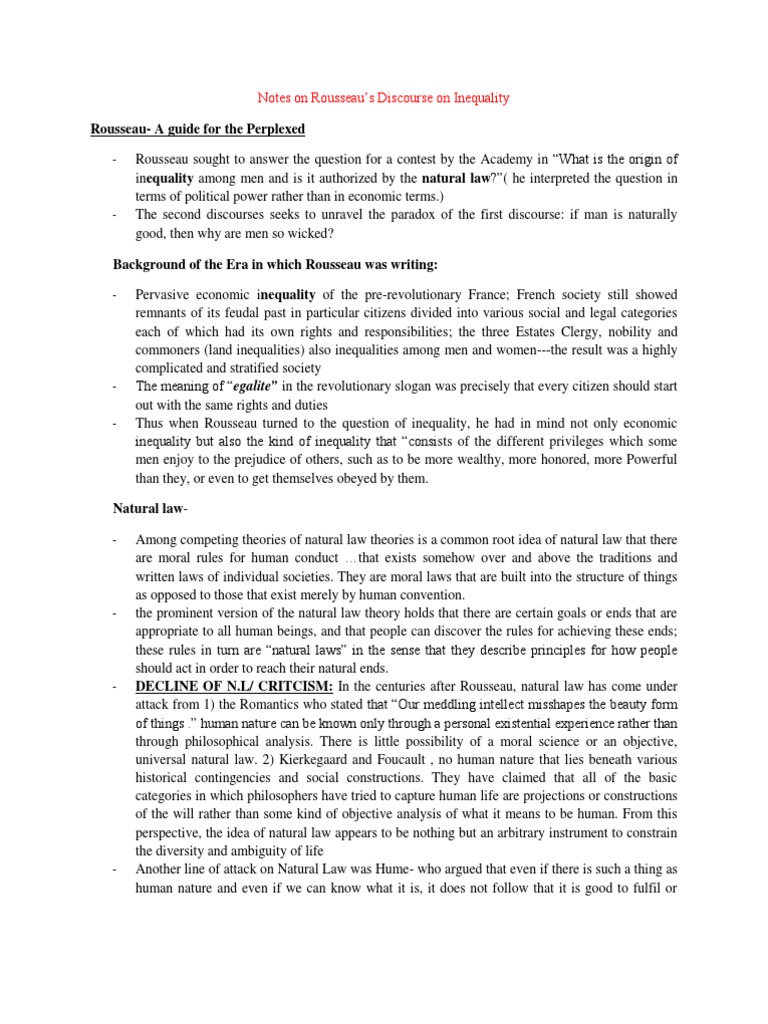 Notes on rousseau discourse on inequality pdf jean jacques rousseau