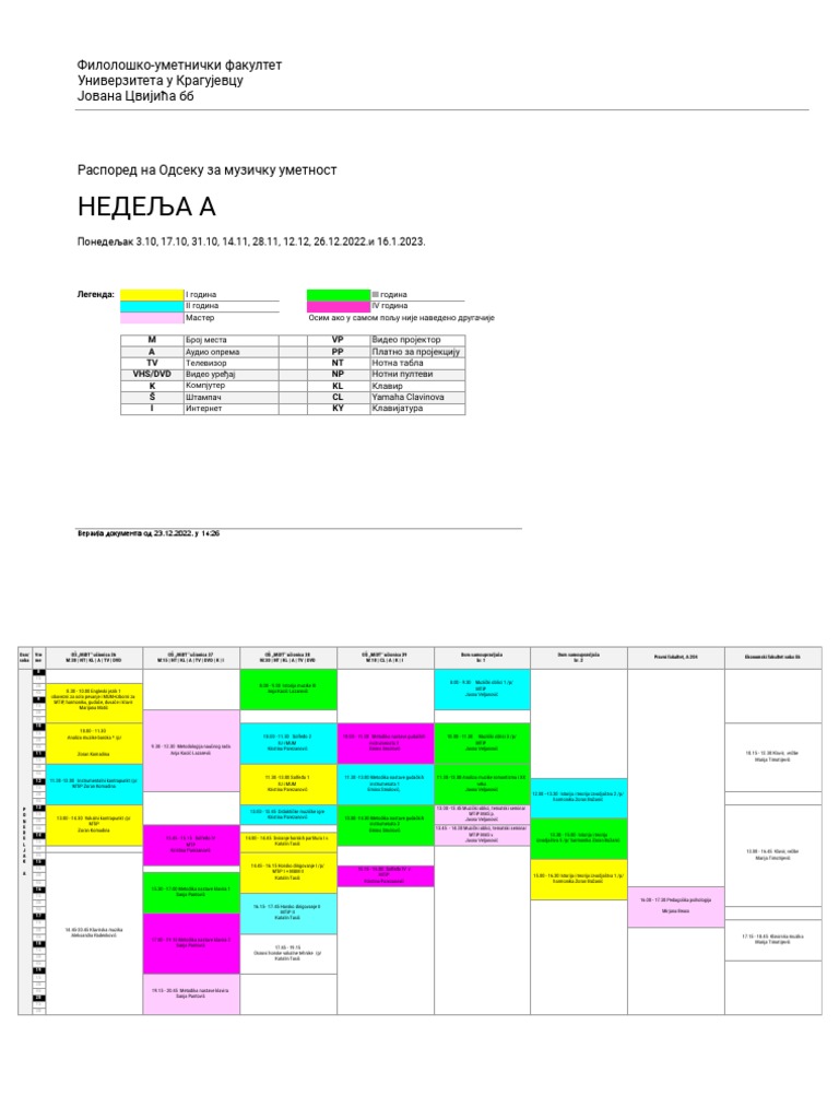 RASPORED OMU Zimski Semestar 26.12 | PDF