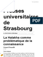 Le Droit Interne Hébraïque - La Halakha Comme Problématique de La Connaissance - Presses Universitaires de Strasbourg