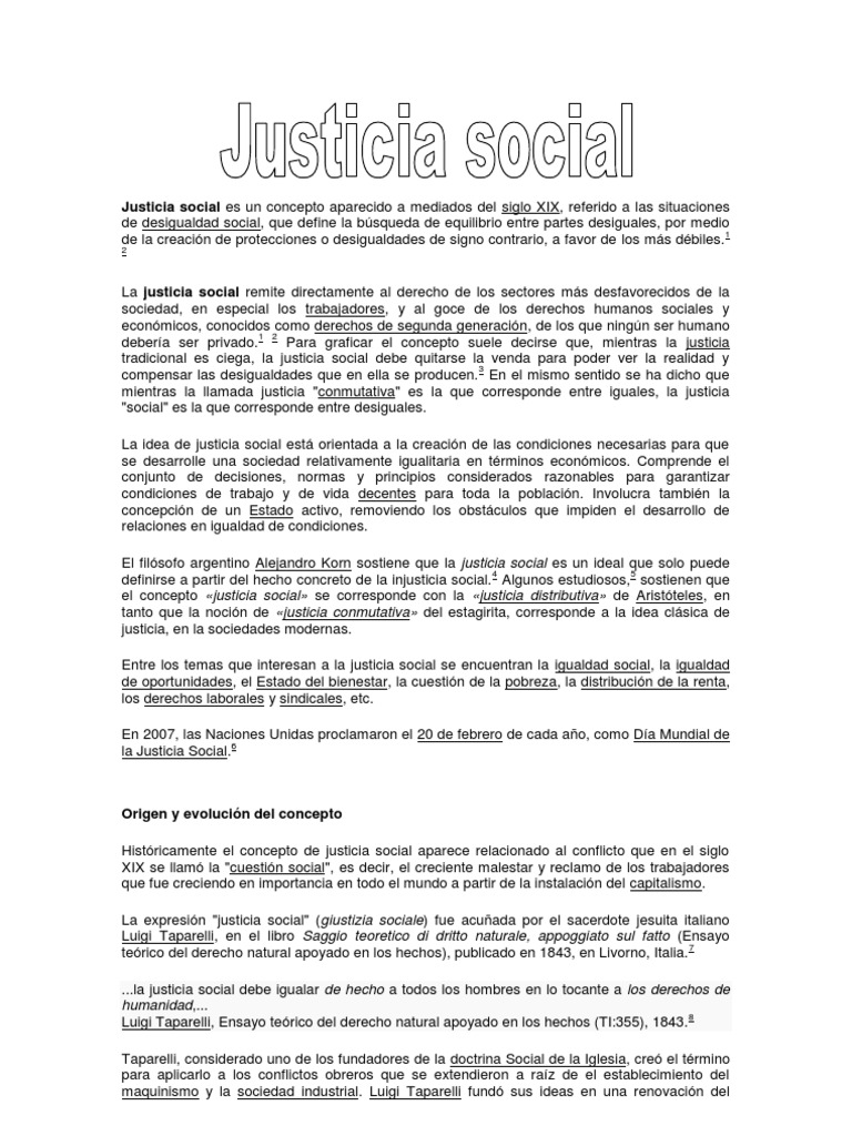 Definición y Origen de la Justicia Social | PDF | Justicia social ...