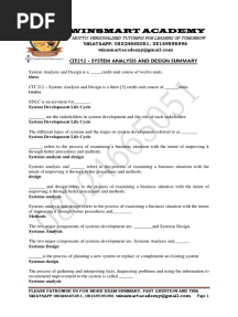 Cit212 System Analysis and Design Summary 08024665051