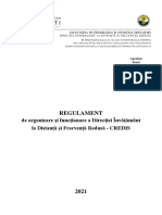 Regulament de Organizare Si Functionare A Directiei ID IFR CREDIS Aprobat SENAT 15 Iunie 2022 SITE