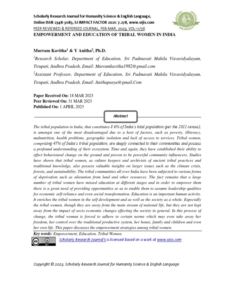 Empowerment and Education of Tribal Women in India | PDF