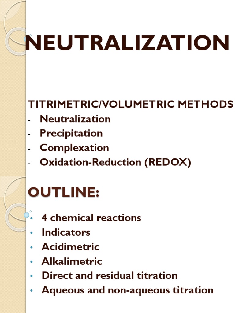 Titrimetric Methods: Neutralization & Analysis | PDF | Titration ...