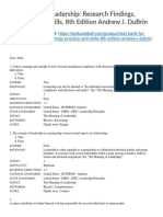 Test Bank For Leadership Research Findings Practice and Skills 8th Edition Andrew J Dubrin