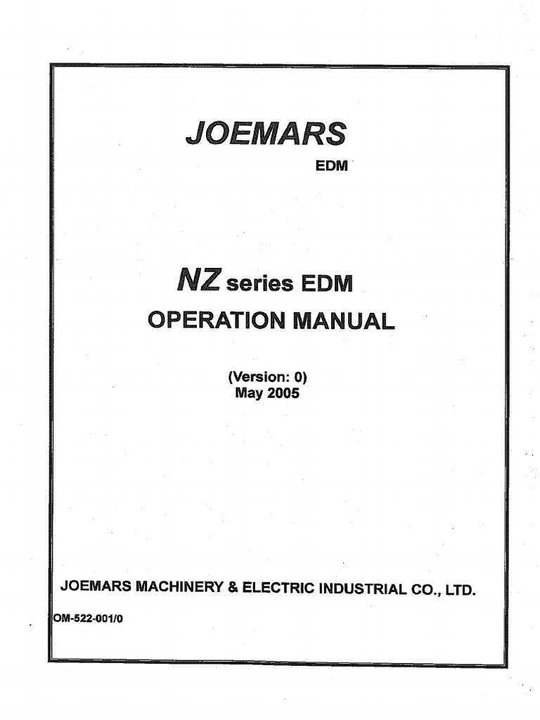 NZ Series EDM OPERATION MANUAL (Version 0) PDF