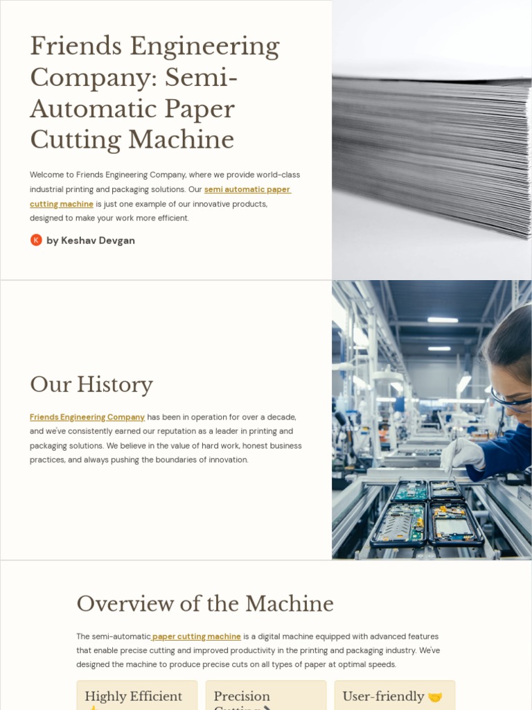 Friends Engineering Company Semi Automatic Paper Cutting Machine | PDF