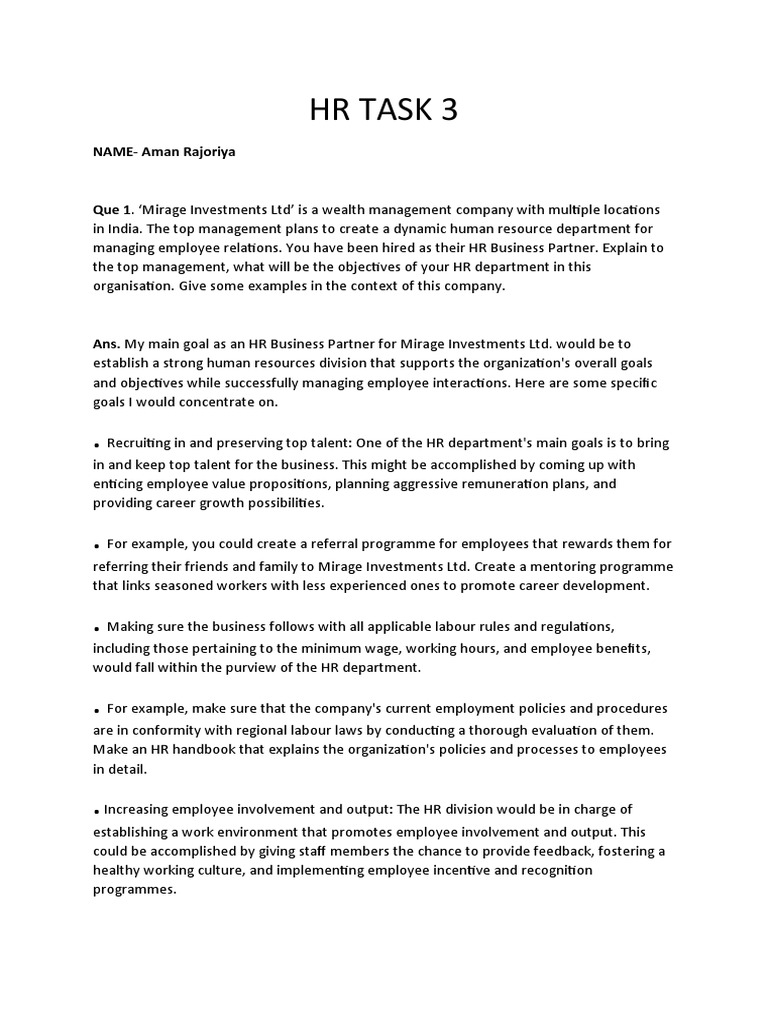 HR TASK 3 June | PDF | Business