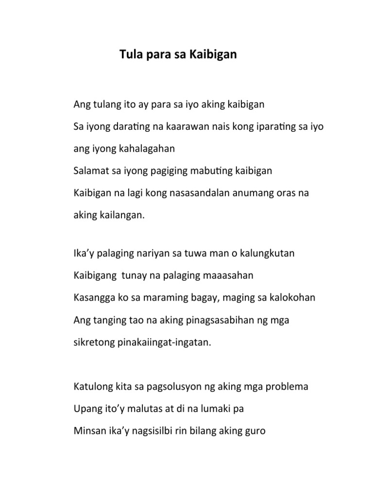 Tula para sa kaibigan pdf
