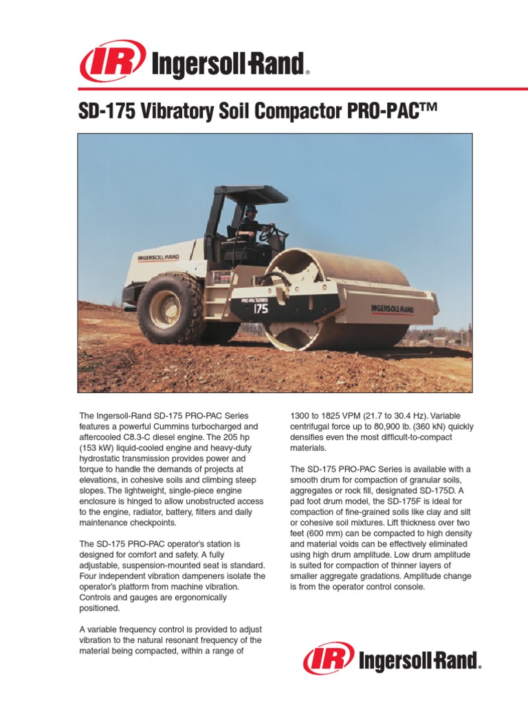 Ingersoll Rand SD-175 Compactor Specs | PDF | Electric Motor | Length