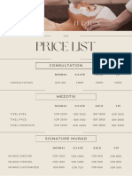 New Pastel Beige Trendy Aesthetic Beauty Salon Price List A4 Document
