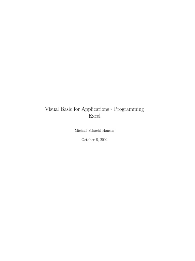 Visual Basic For Applications - Programming Excel | PDF | Microsoft ...