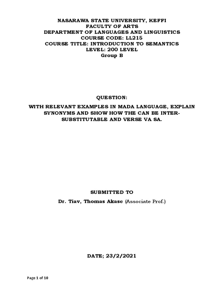 Semantics Group B | PDF | Linguistics | Human Communication