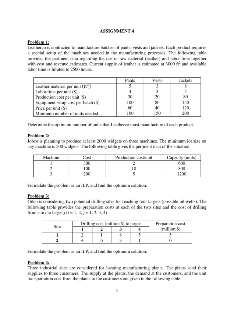 Manufacturing Optimization Problems Analysis | PDF | Cost | Business ...