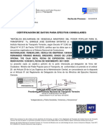 Certificación de Datos para Efectos Consulares: Nro. Trámite: Fecha de Proceso: Oficina de Emisión: N°