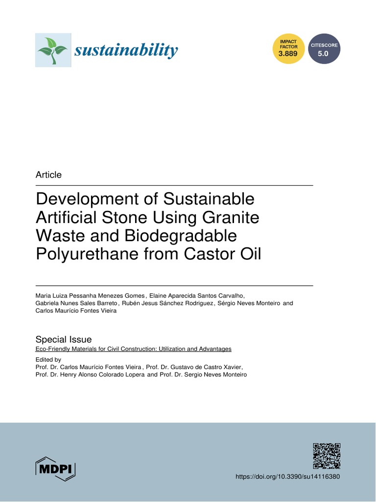 Development of Sustainable Artificial Stone Using Granite Waste and