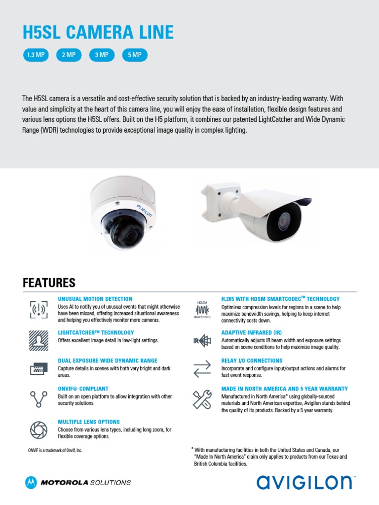 Avigilon 5.0CH5SLBO1IR 5MP PDF Computing Information And