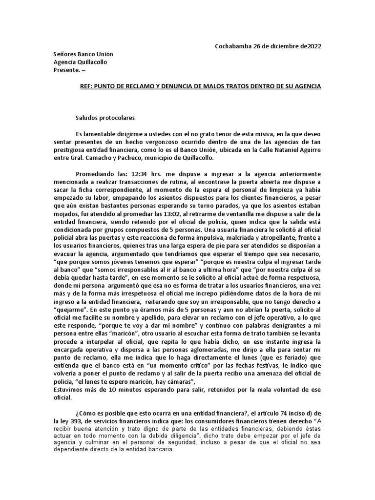 Punto de Reclamo | PDF | Bancos | Justicia