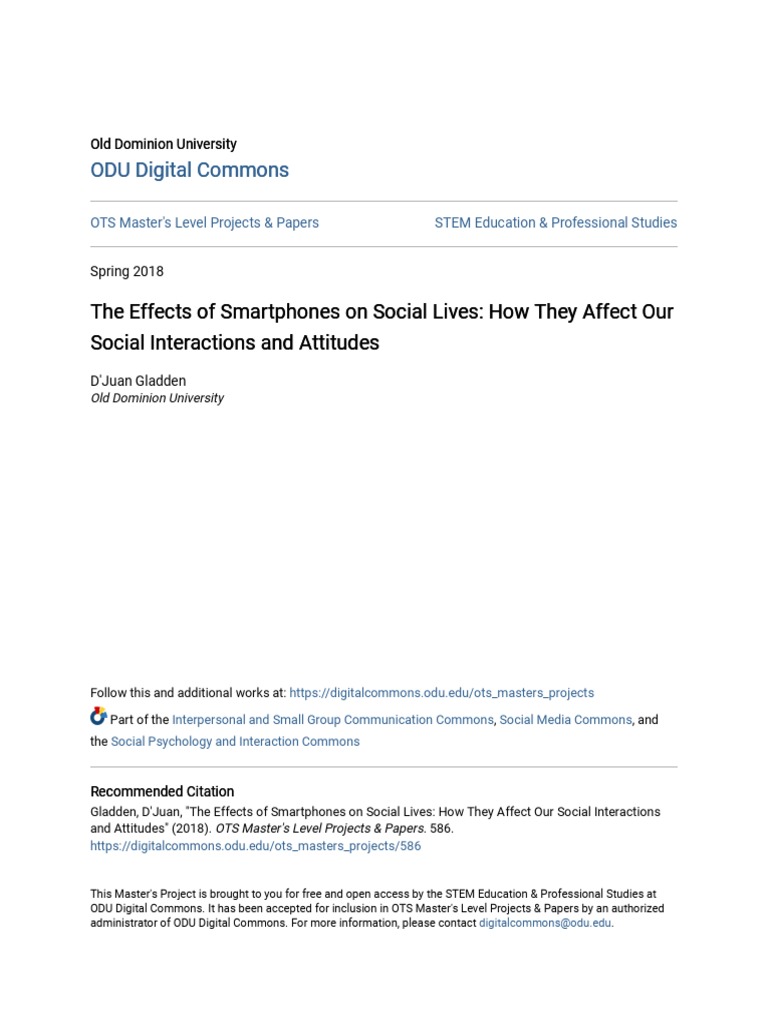 The Effects of Smartphones On Social Lives - How They Affect Our S | PDF