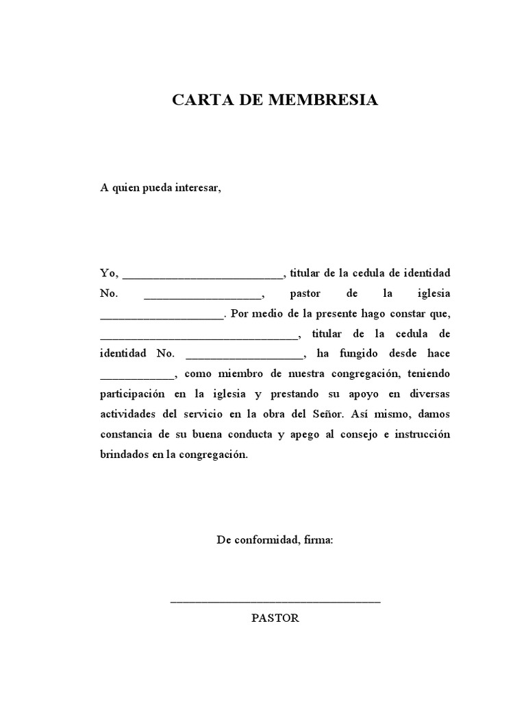 Carta de membresia pdf