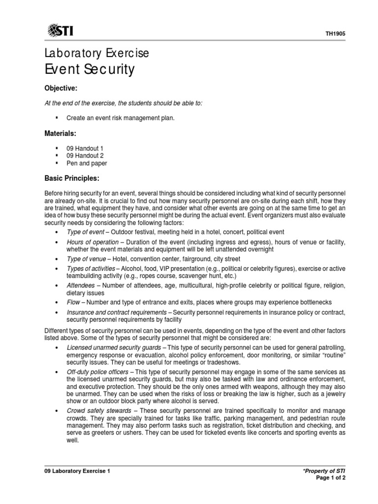 Event Security Risk Management Exercise | PDF | Security Guard | Securities