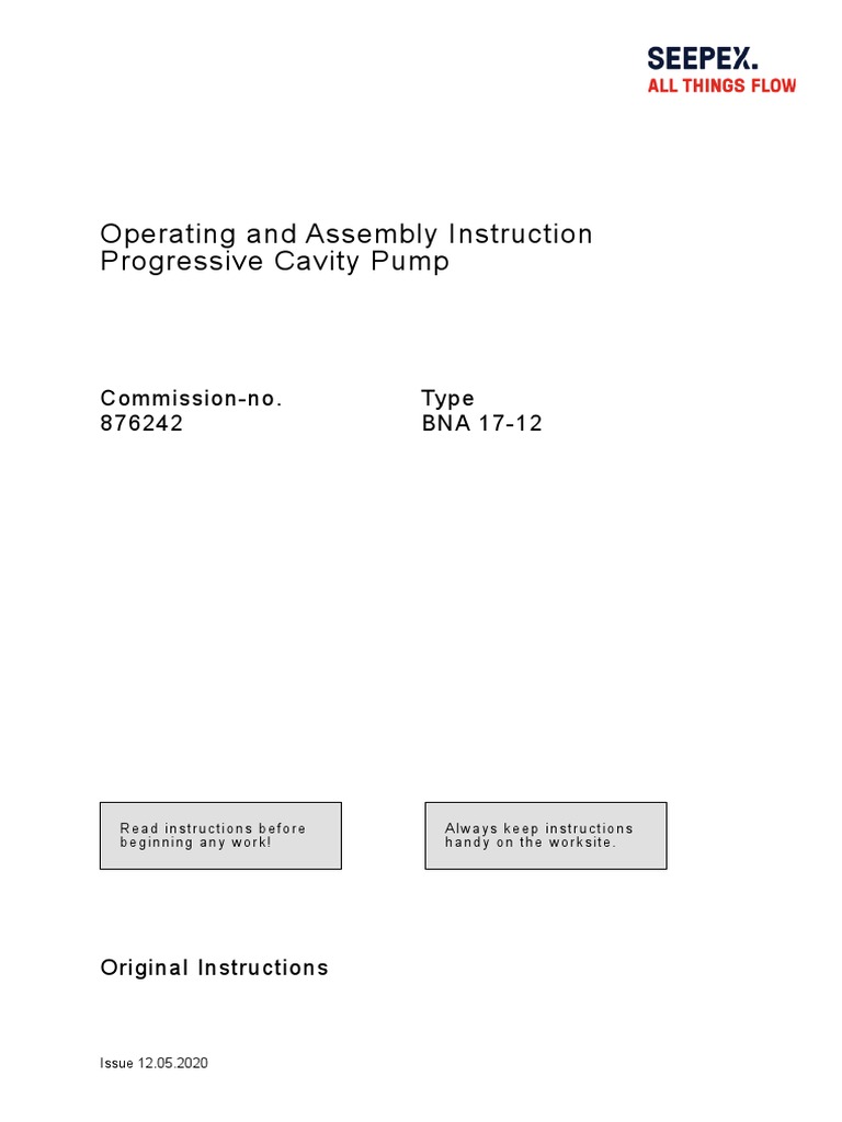 Manual Seepex Om 876242 Us PDF Pump Safety