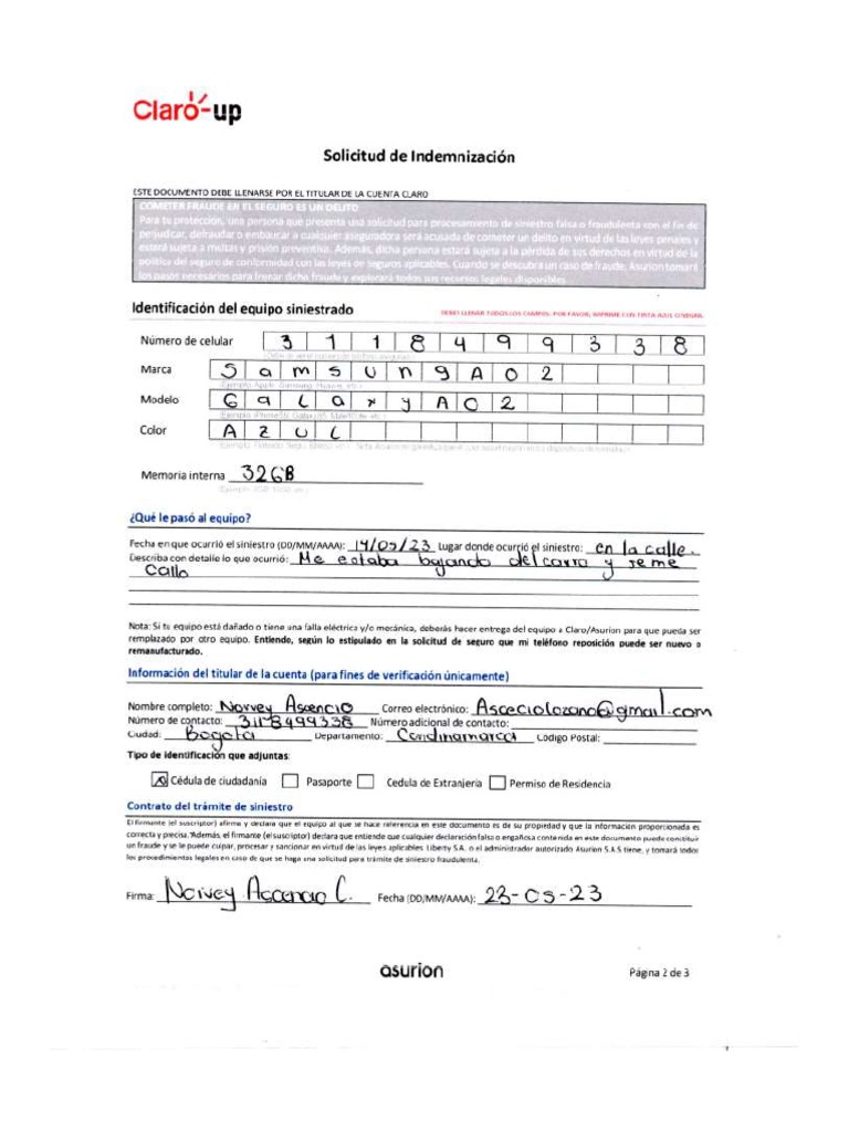solicitud de indemnizacion | PDF