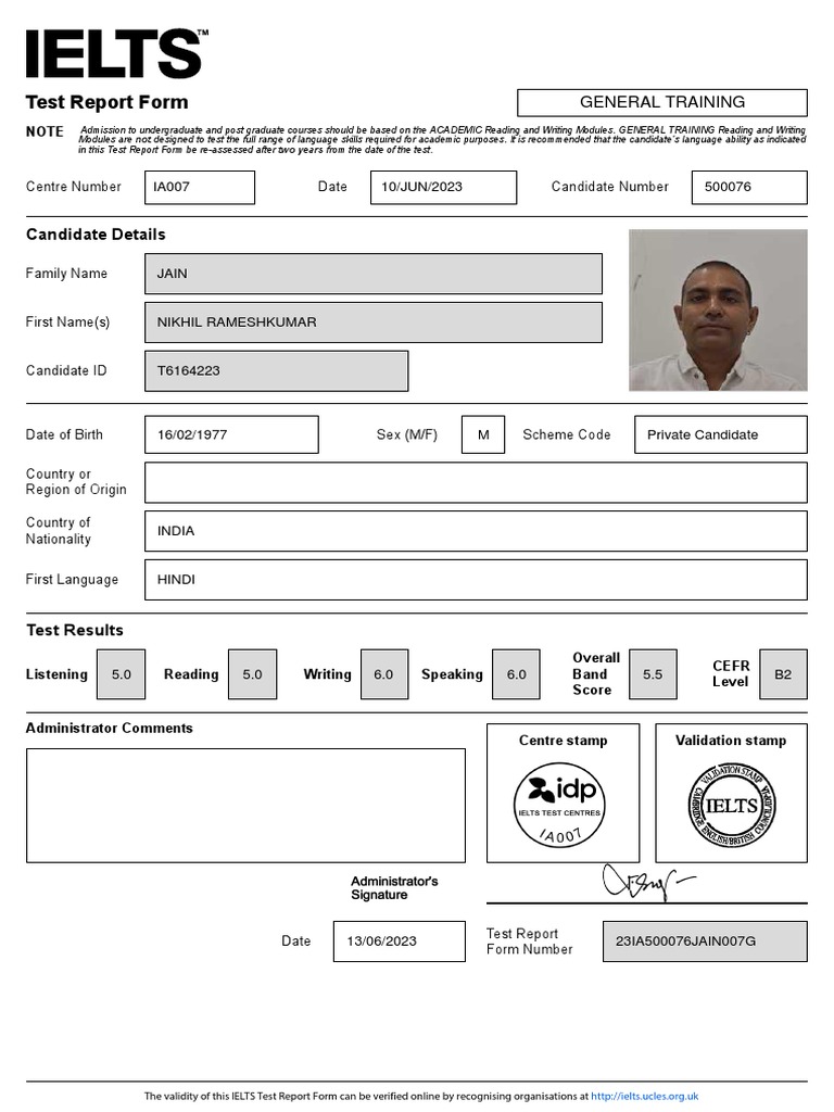 Ielts Result PDF Standardized Tests Qualifications