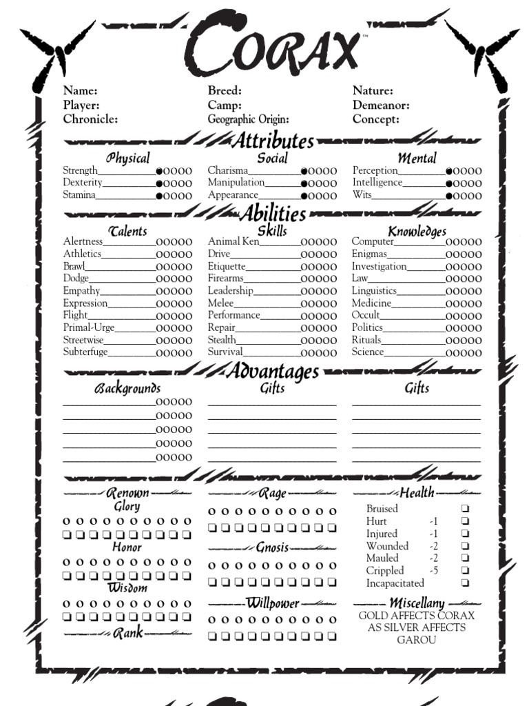 RPG Character Sheet Template | PDF