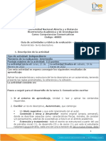 Guía de Actividades y Rúbrica de Evaluación - Unidad 1 - Tarea 2 - Creación de Texto Descriptivo, Autorretrato