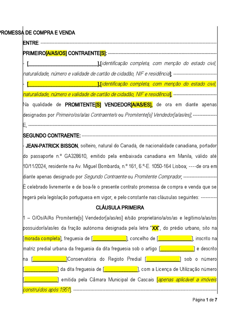 CPCV Template | PDF | Cheque (banco) | Justiça