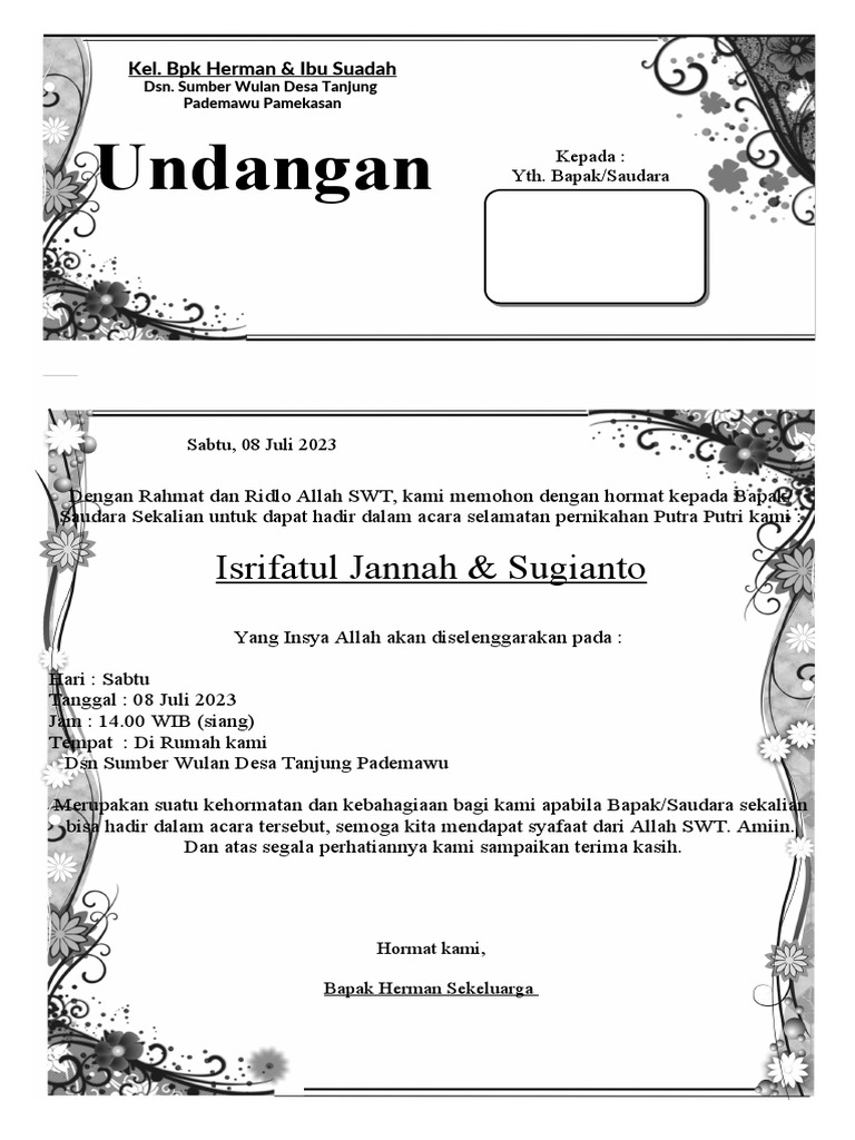Undangan Walimatul Ursy Yang Bisa Di Edit Format Word | PDF