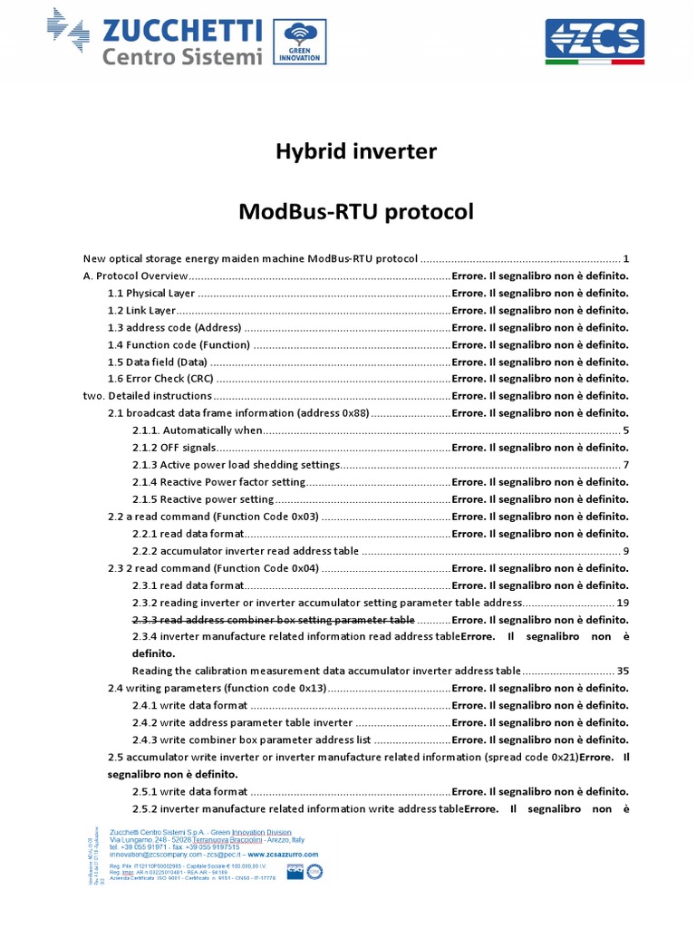 Modbus Communication Protocol Storage and Hybrid Inverter | PDF
