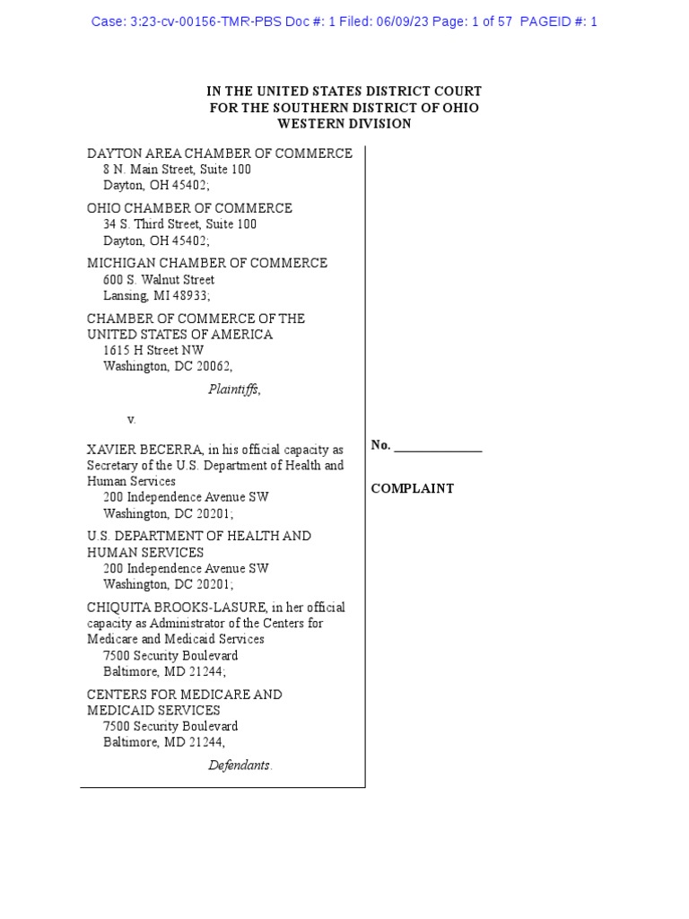 U.S. Chamber of Commerce IRA Medicare Lawsuit PDF Medicare (United