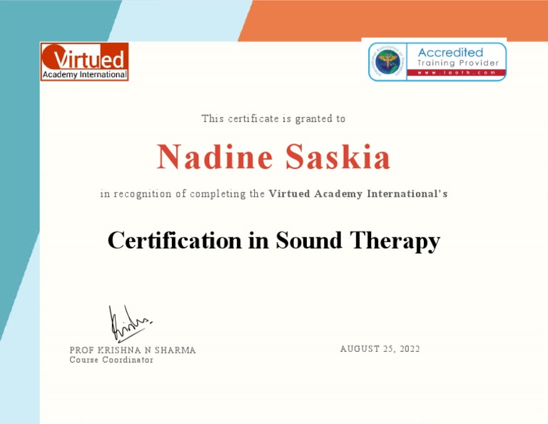 Certificate in Sound Therapy Completion | PDF