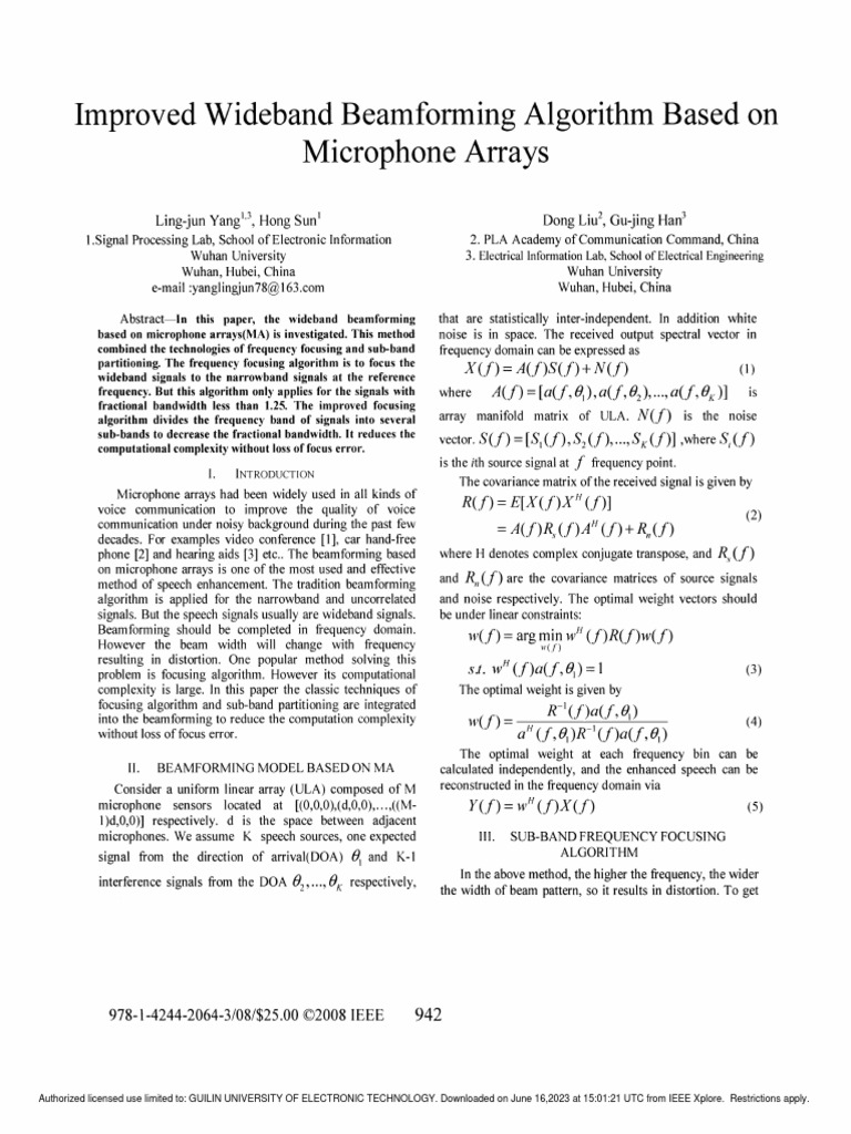 Enhanced Wideband Beamforming Algorithm | PDF | Matrix (Mathematics ...